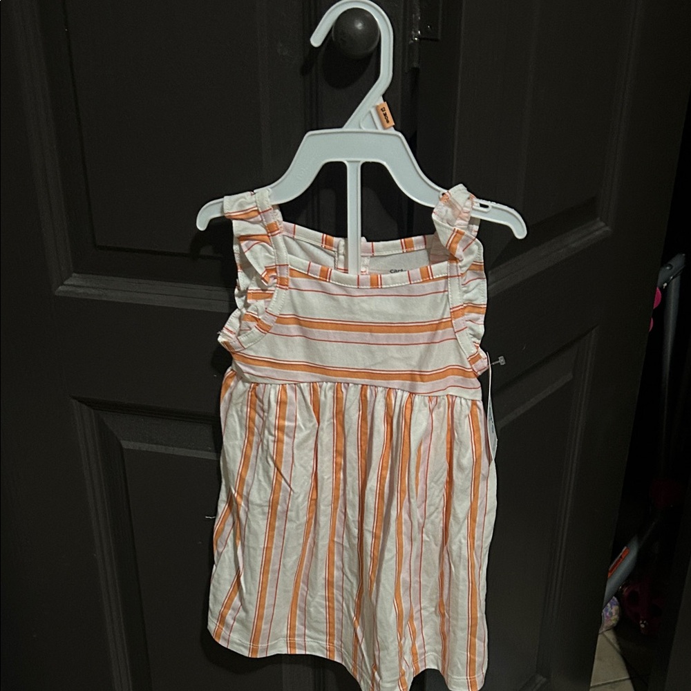 Carter's Orange and White Striped Casual Dress